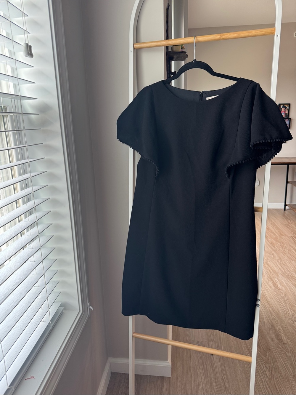 LOFT Black Midi Dress with Flutter Sleeves